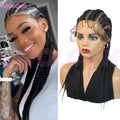360 Full Lace Cornrow Braided Wigs For Black Women Synthetic Knotless 20
