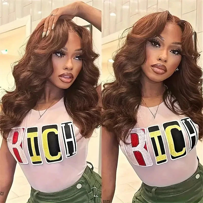 250% Plus 13x6 HD Lace Short Bob Glueless Wigs #4 Chocolate Brown Body Wave Human Hair Lace Front Wigs Skin Melt HD Lace Wigs