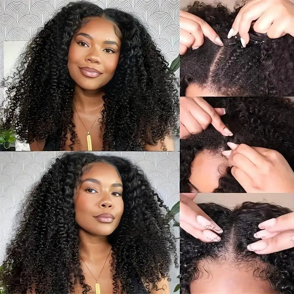 V Part Wig Human Hair Curly Wig No Leave Out Glueless Wig With Clip For Women No Sew In 30 Inch None Lace Front Wigs Natural Wig