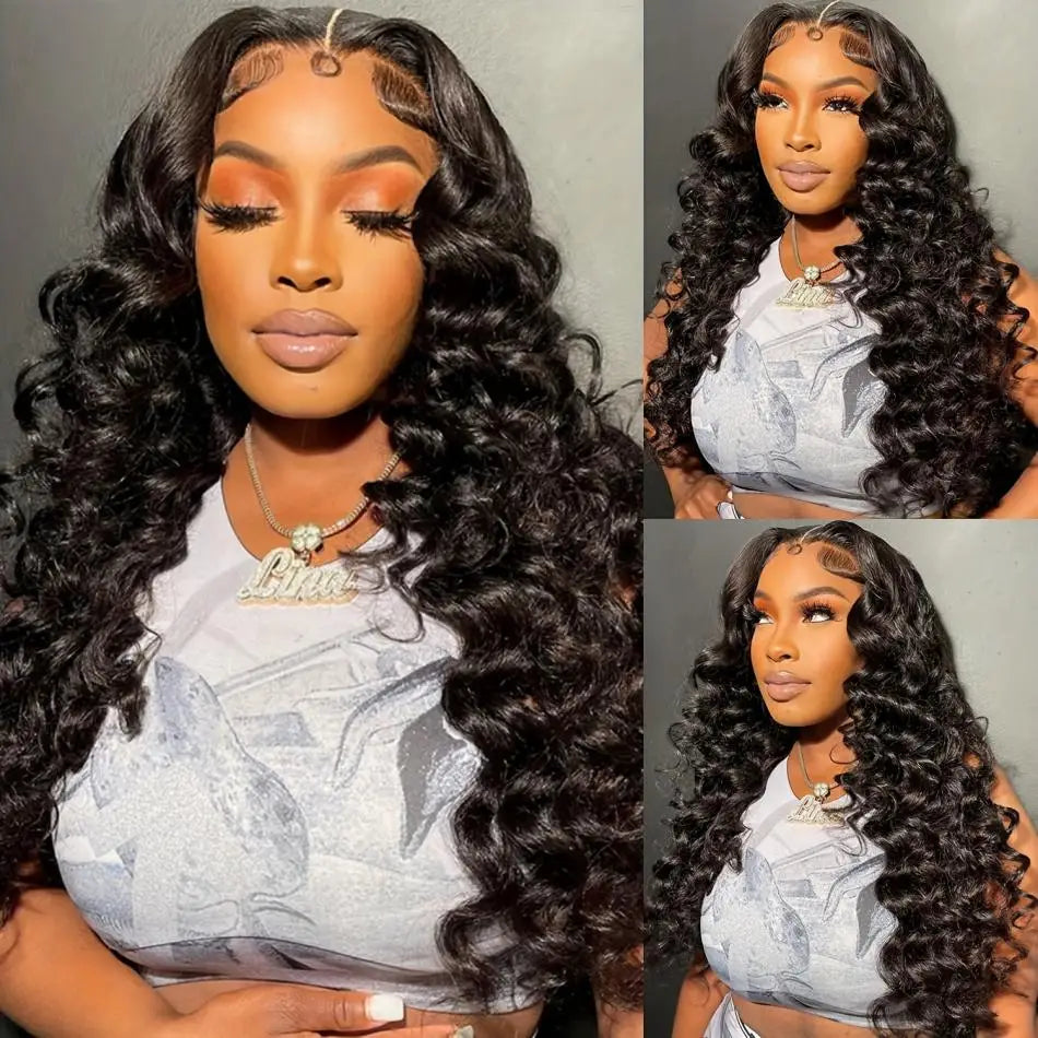 30 Inch Loose Deep Wave Frontal Wig Human Hair 13x4 Curly Lace Front Wig Transparent HD Lace Water Wigs 180 Density Brazilian