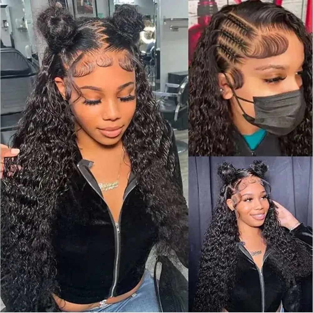 Invisible Strap 360 HD Full Lace Wig Human Hair Pre Cut Lace 250 Density Deep Curly 360 Lace Front Wig Preplucked Glueless Wig
