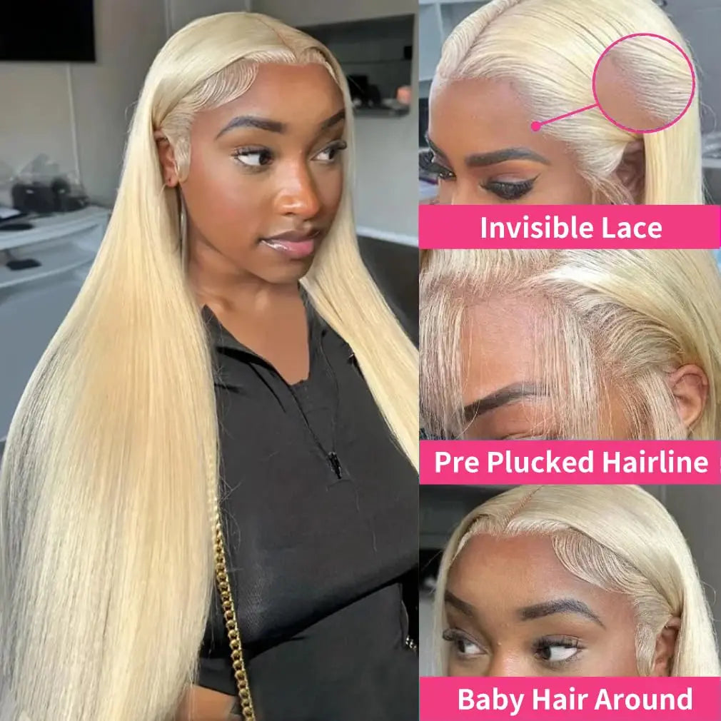 613 Hd Lace Frontal Wig 13x6 Straight Human Hair Wigs Pre Plucked Brazilian 30inch Blonde 613 Human Hair Wig 13x4 Lace Front Wig