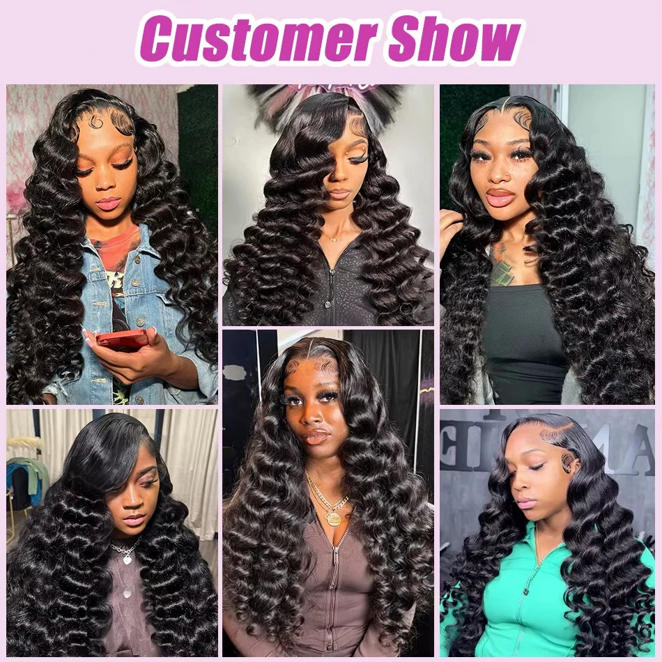 30 Inch Loose Deep Wave Frontal Wig Human Hair 13x4 Curly Lace Front Wig Transparent HD Lace Water Wigs 180 Density Brazilian