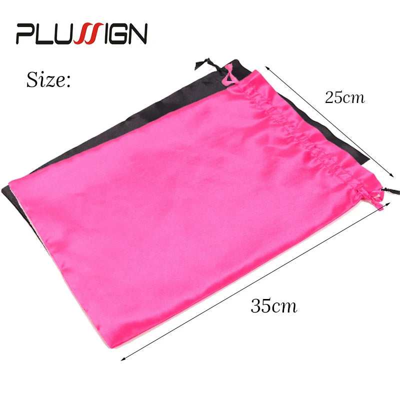Satin Storage Bags 25*35cm wig storage Satin Wig Bags Black Pink Soft Silk Wig Bag For Hair Wig Packaging Tools