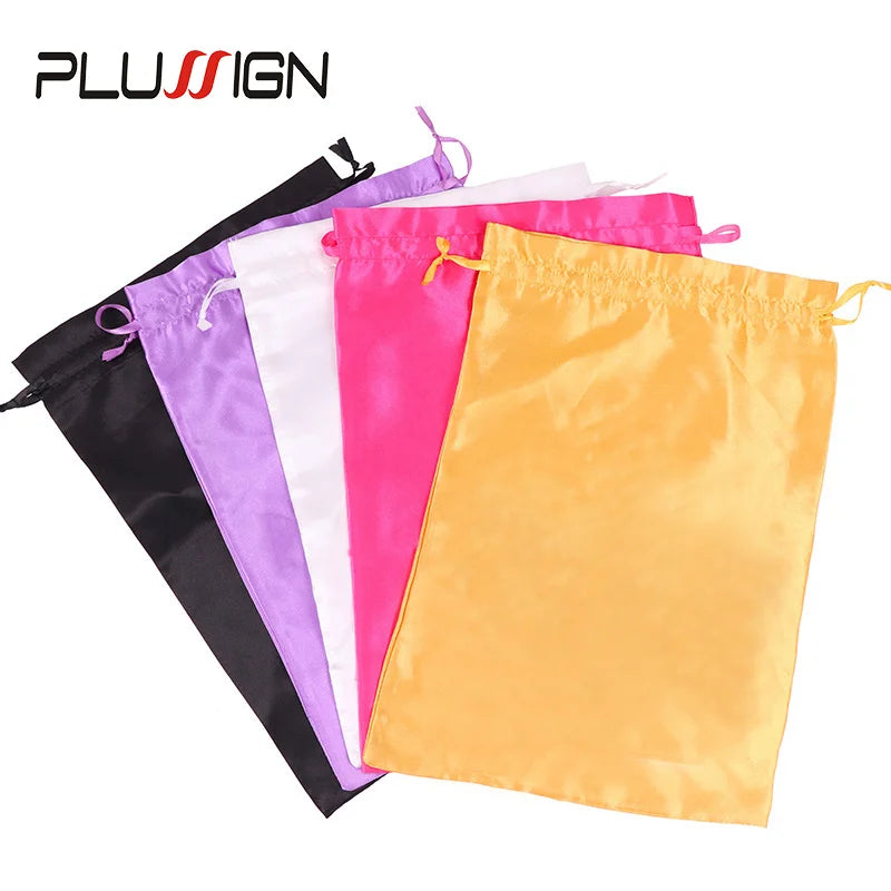 Satin Storage Bags 25*35cm wig storage Satin Wig Bags Black Pink Soft Silk Wig Bag For Hair Wig Packaging Tools