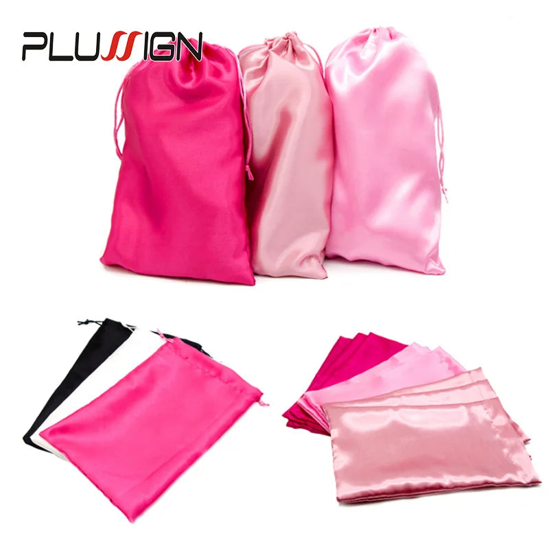 Satin Storage Bags 25*35cm wig storage Satin Wig Bags Black Pink Soft Silk Wig Bag For Hair Wig Packaging Tools