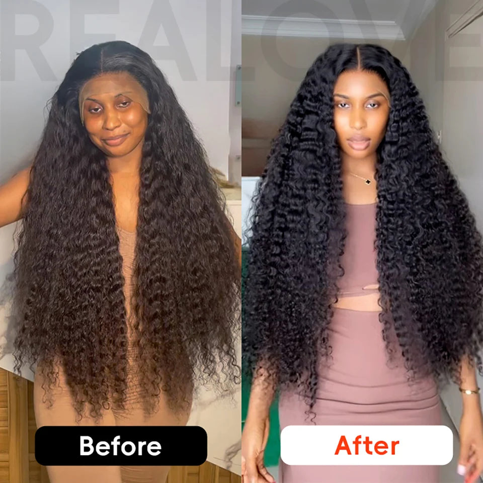 15A Raw 250% Deep Curly Human Hair Wigs 13x6 HD Lace Frontal Wig Full Cuticle Water Wave Lace Front Human Hair Wig Glueless Wigs