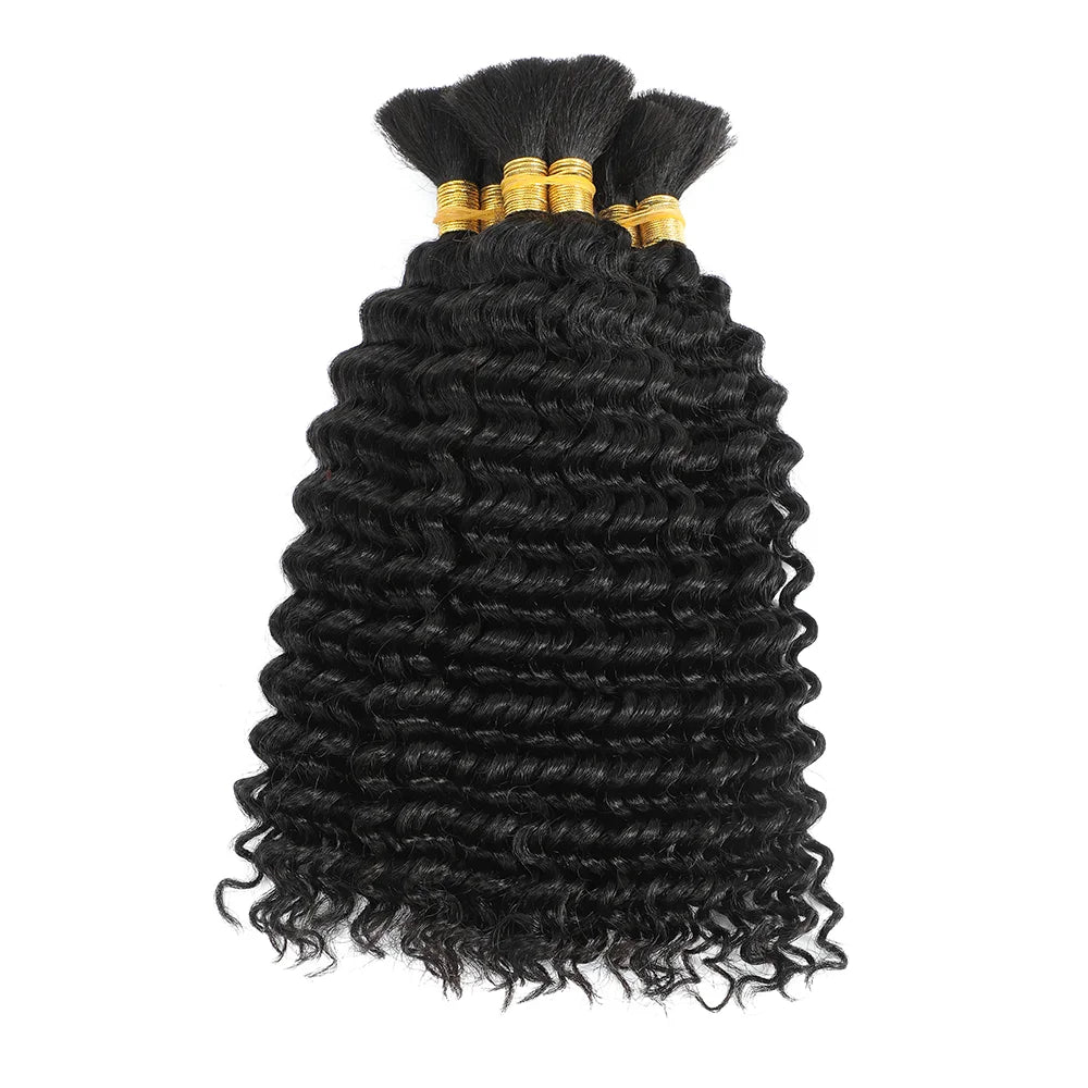 Boho Braids Human Hair Bulk 2Bundles Deep Wave For Braiding Curly Hair Bundles No Weft Brazilian 100 Gram Colored Hair