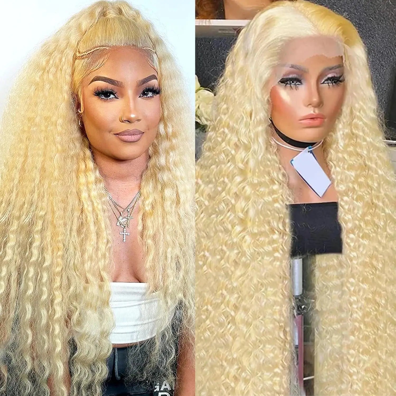 Lace Front Human Hair Wigs30 38 Inches Deep Wave Wigs 613 Honey Blonde Color 13x4 13x6 Lace Frontal Curly Wave Wigs For Woman