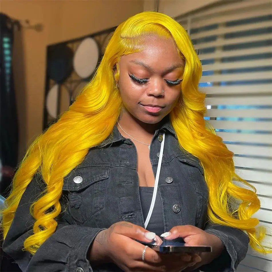32 Inch Yellow Lace Front Wig Human Hair 13x6 Raw Body Wave Transparent Lace 13x6 Wig 613 Colored Virgin Hair Wigs For Women