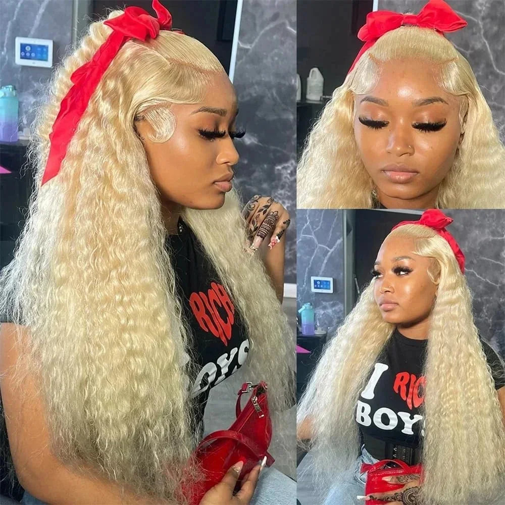 613 Loose Deep Wave Honey Blonde Human Hair Wigs 13x4 HD Lace Front Wigs Curly 13x6 Lace Frontal Wigs Color PrePlucked Women Wig