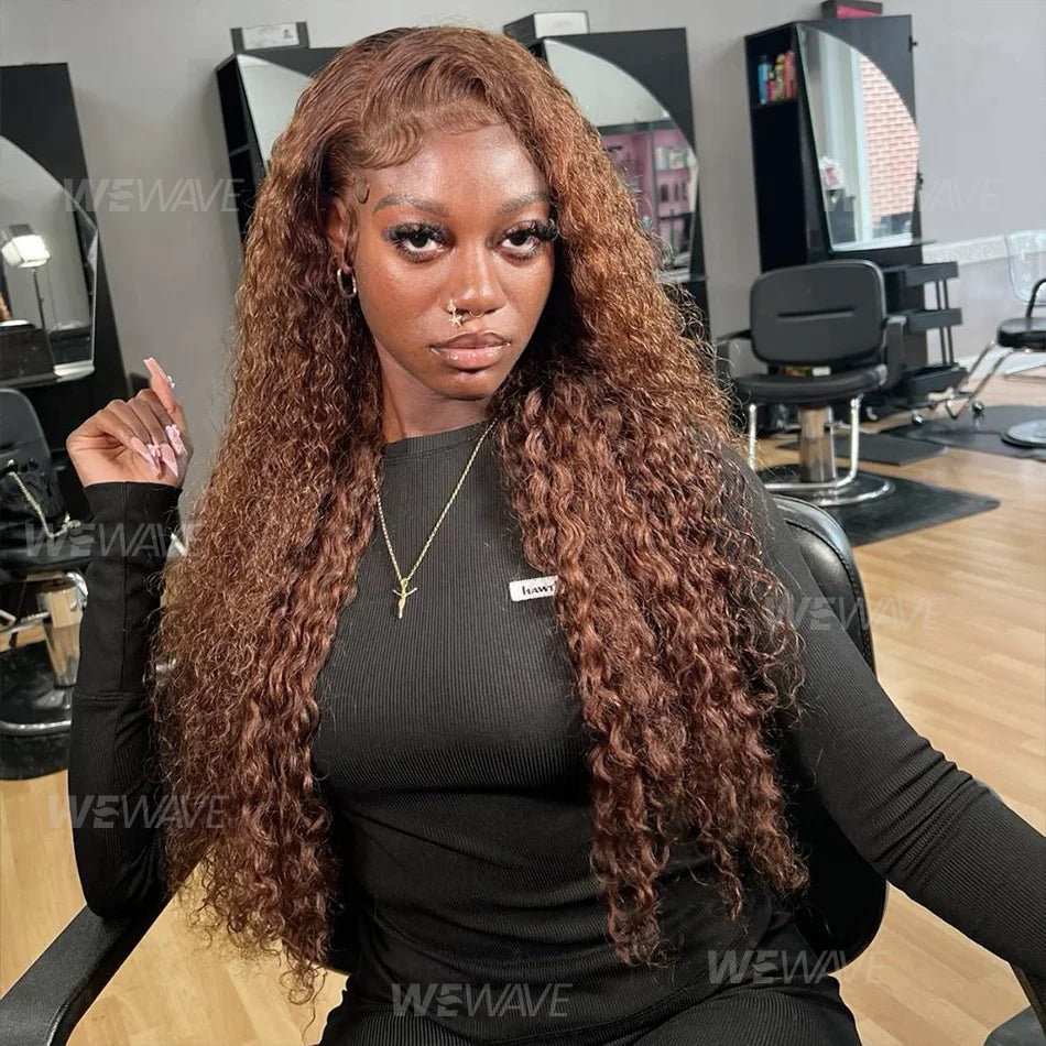 13X4 Chocolate Brown Lace Front Wigs Brazilian 13X6 Hd Lace Frontal Wig 100% Brown Curly Human Hair Pre Plucked Wigs For Women