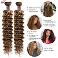 P4/27 Highlight Deep Wave Bundles Ombre Brown Curly Human Hair Bundle 1/3/4 PCS Brazilian Remy Virgin 100% Human Hair Extensions