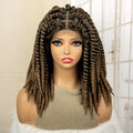 Synthetic Twisted Braided Wigs for Black Women Full Lace Synthetic Braided Wigs Brown Bob Wig Knotless 16 Inch