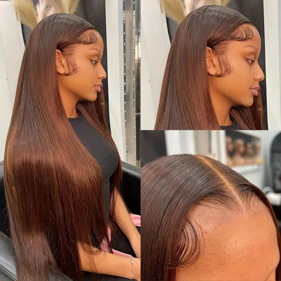 Chocolate Brown Lace Front Wigs Human Hair For Women 13X4 13X6 Hd Bone Straight Lace Frontal Transparent Wig For Woman 30 Inch