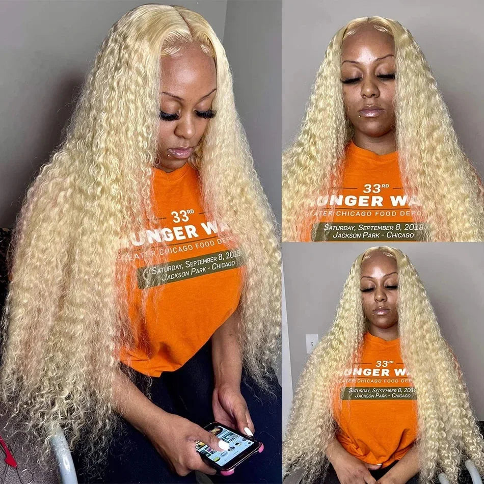 613 Loose Deep Wave Honey Blonde Human Hair Wigs 13x4 HD Lace Front Wigs Curly 13x6 Lace Frontal Wigs Color PrePlucked Women Wig