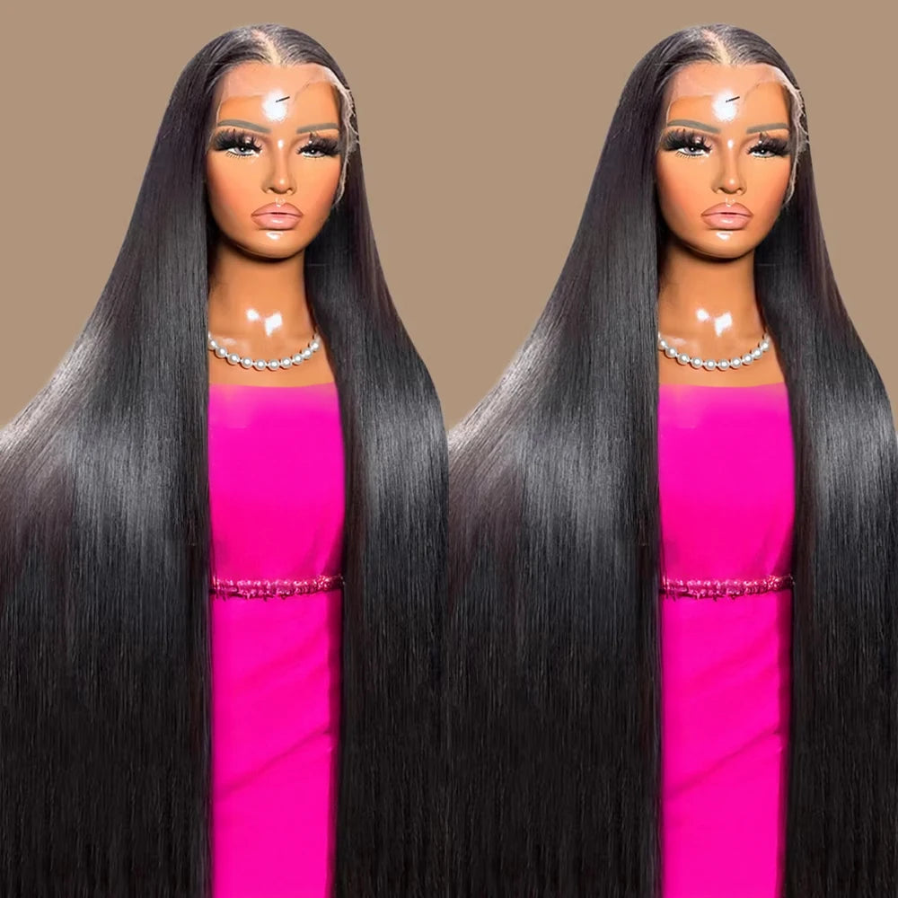 40 46Inch Bone Straight Lace Front Wigs Human Hair 13x6 360 Hd Lace Frontal Wig Brazilian Hair PrePlucked For Women 300% Density