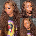 13X4 Chocolate Brown Lace Front Wigs Brazilian 13X6 Hd Lace Frontal Wig 100% Brown Curly Human Hair Pre Plucked Wigs For Women