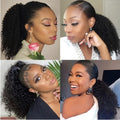 8-26 Inch Drawstring Ponytail Kinky Curly Human Hair Brazilian Ponytail Remy Brazilian Hair Extensions Clip In Natural Black