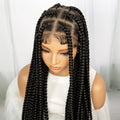 Synthetic Transparent Full Lace Braided Wigs Knotless Box Braids Wig for Black Women 34 inches Synthetic Hair Wig Long Black