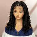 16 Inches Short Box Braided Full Lace Wigs for Black Women Brown Box Braiding Hair Wigs African Braids Lace Wigs Curly Ends Wig