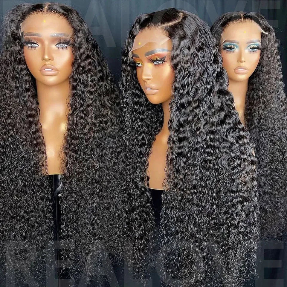 15A Raw 250% Deep Curly Human Hair Wigs 13x6 HD Lace Frontal Wig Full Cuticle Water Wave Lace Front Human Hair Wig Glueless Wigs