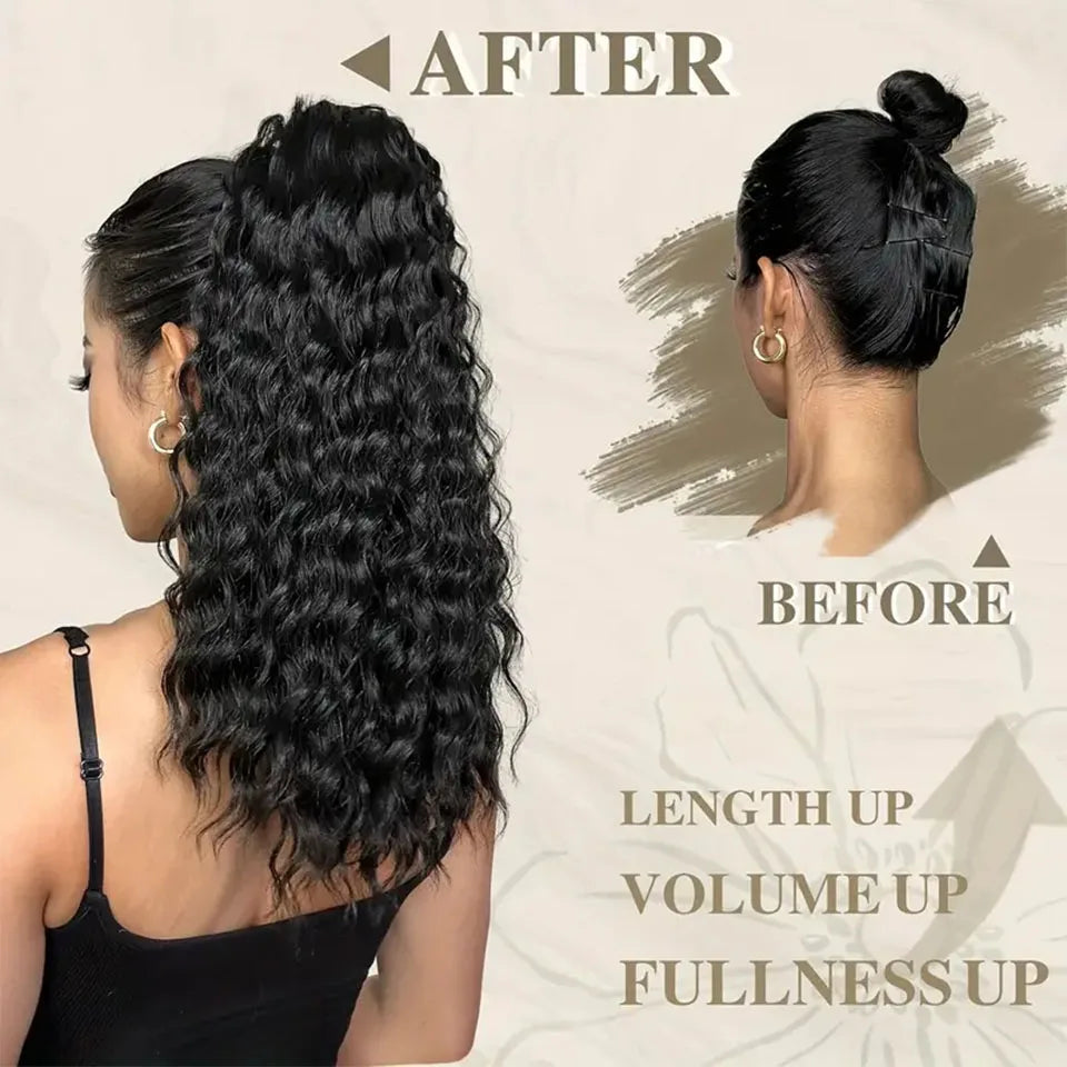 8-26 Inch Drawstring Ponytail Kinky Curly Human Hair Brazilian Ponytail Remy Brazilian Hair Extensions Clip In Natural Black
