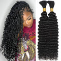 Boho Braids Human Hair Bulk 2Bundles Deep Wave For Braiding Curly Hair Bundles No Weft Brazilian 100 Gram Colored Hair