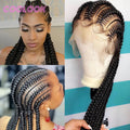 360 Full Lace Cornrow Braided Wigs For Black Women Synthetic Knotless 20