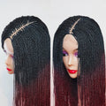 Micro Twist Braided Wig on Front Lace Color 1b Black braids 28inches Glueless Tiny Twist Braid Wigs For black Women