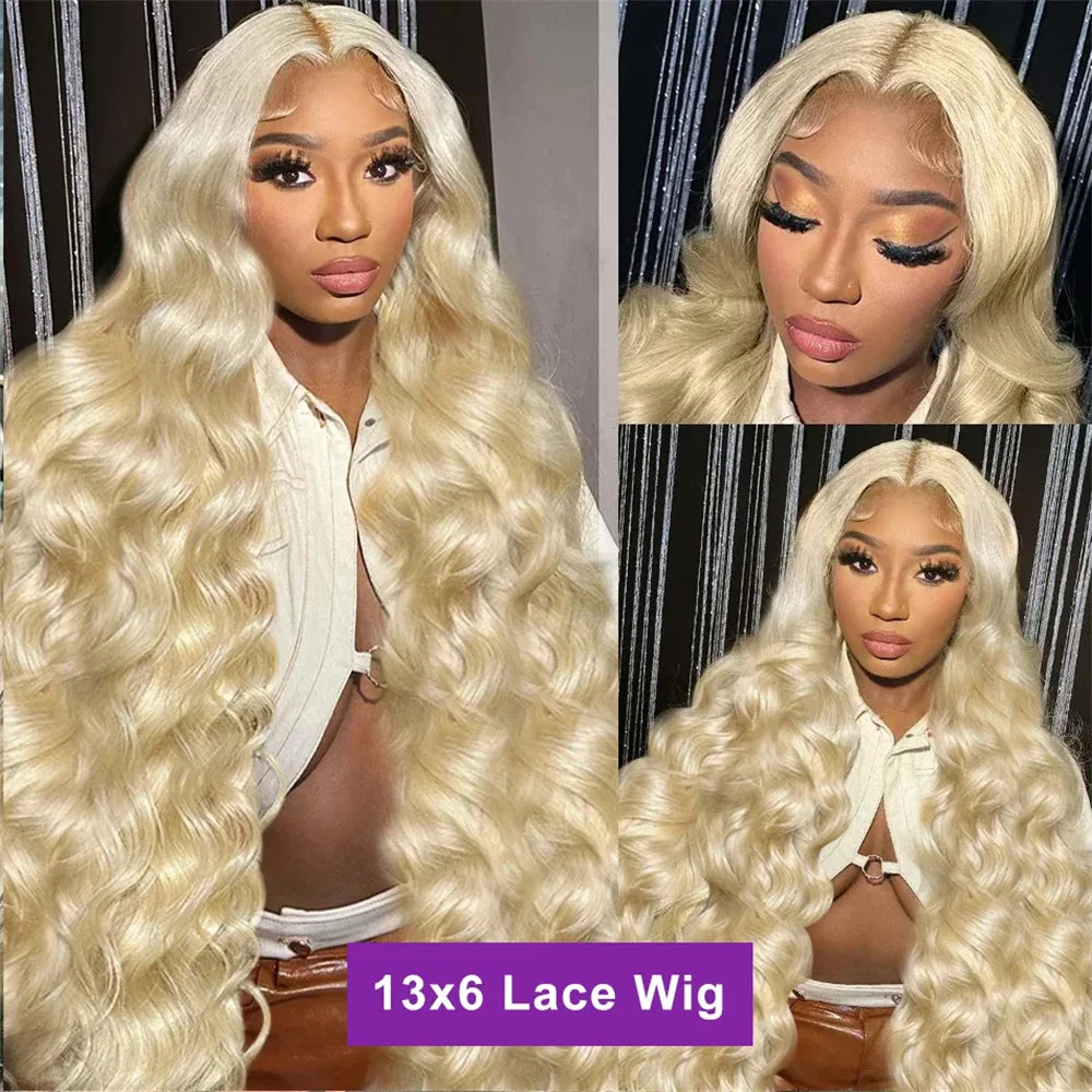 Finros Body Wave 13x6 HD Transparent 613 Lace Frontal Human Hair Wig Honey Blonde Color Brazilian 13x4 Lace Front Wig for Women