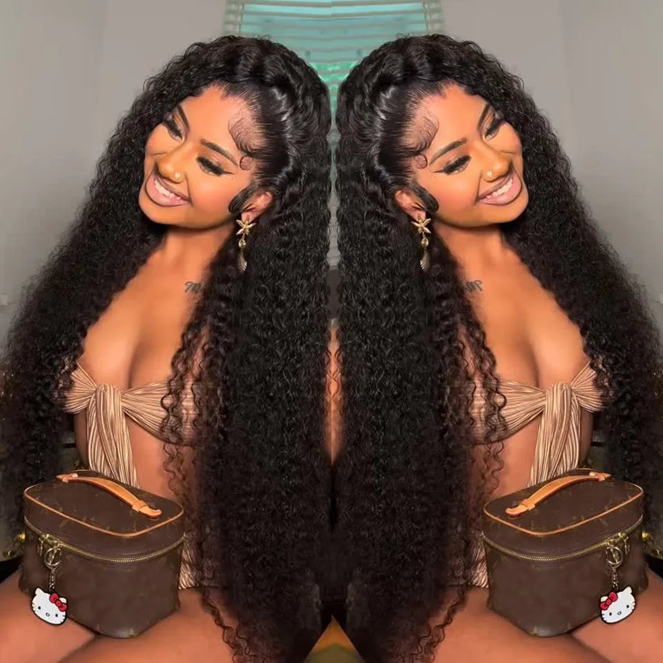 15A Raw 250% Deep Curly Human Hair Wigs 13x6 HD Lace Frontal Wig Full Cuticle Water Wave Lace Front Human Hair Wig Glueless Wigs