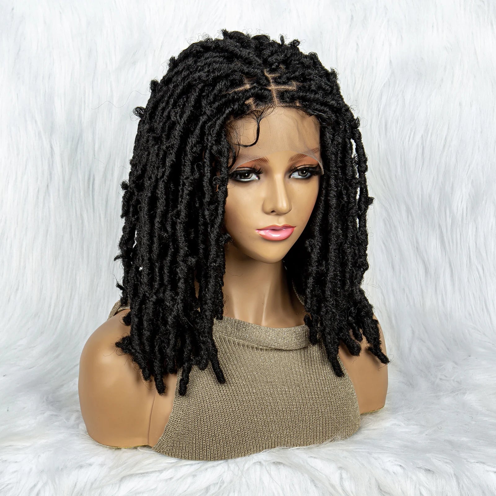 Synthetic Lace Front Wig Braided Wigs Dreadlock Wig 16 inches Short Knotless Butterfly Locs Wigs for Black Women Synthetic Wig