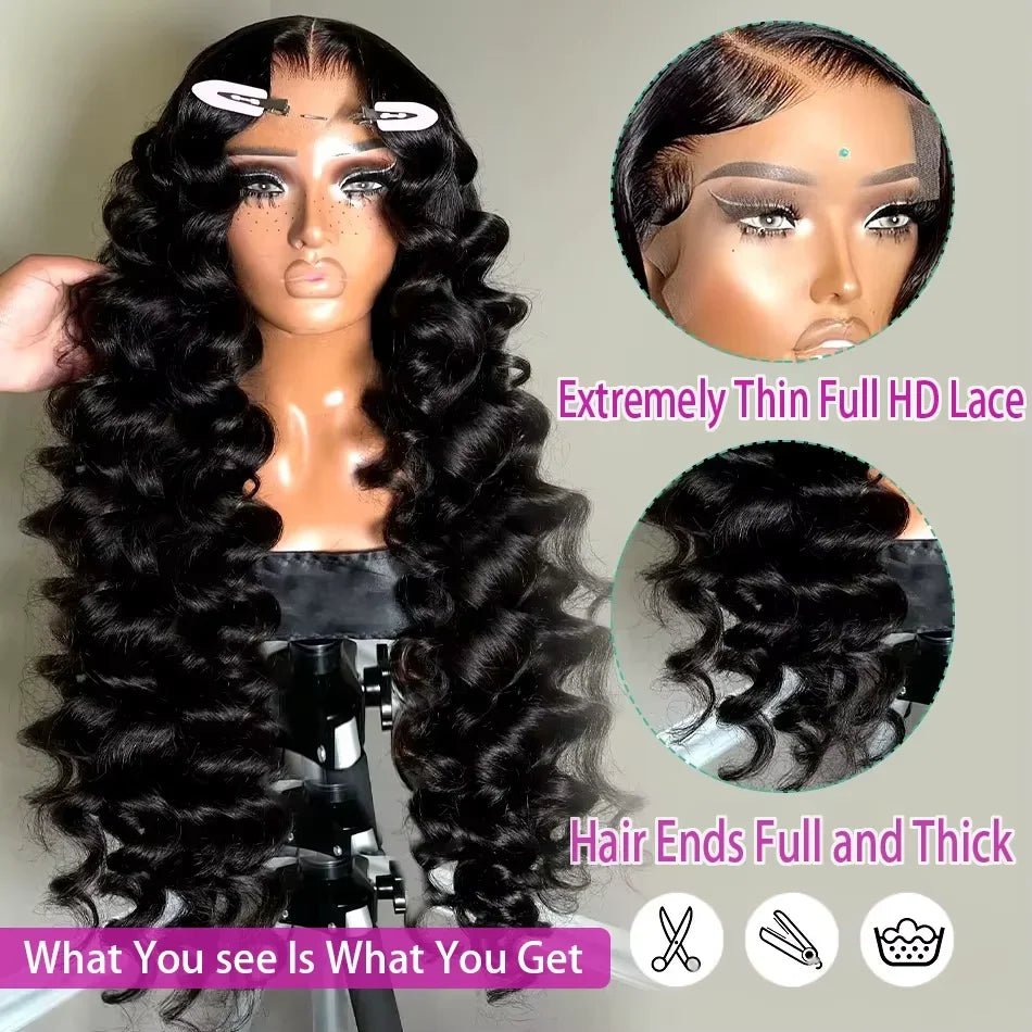 Wet Curly 30 40 Inches Loose Deep Wave 13x6 HD Lace Front Wigs Brazilian Water Wave 13x4 Lace Frontal Human Hair Wig For Women