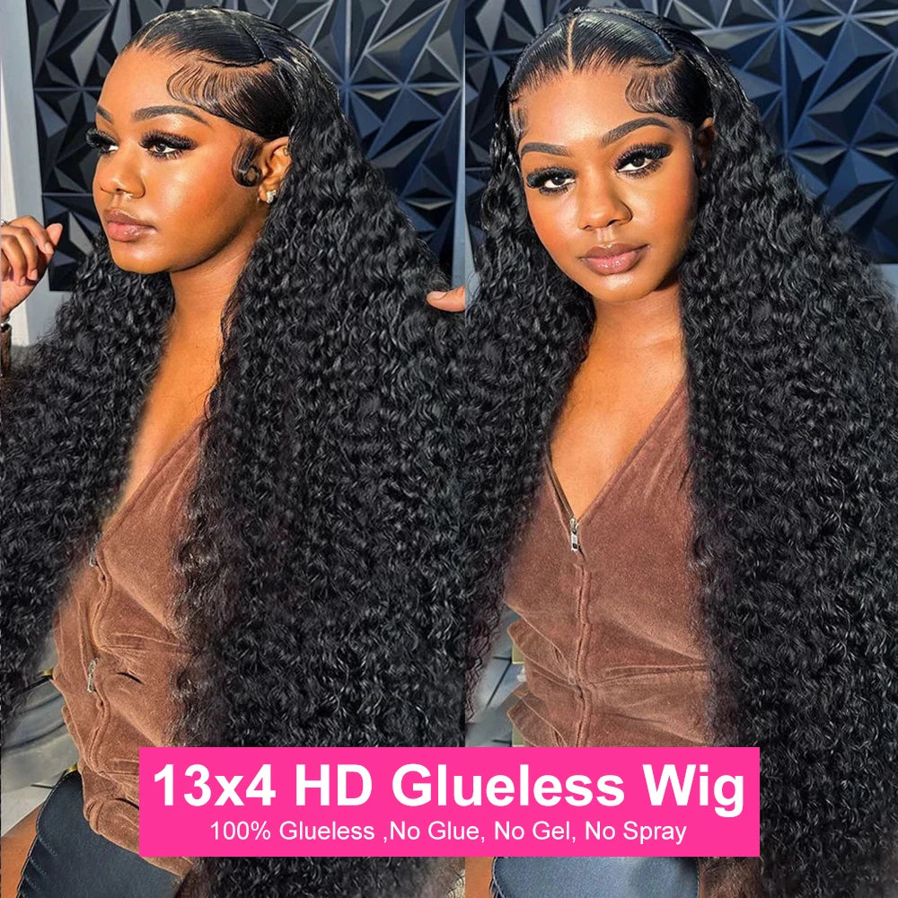 Water Wave Glueless Wig Human Hair Curly 13x6 13x4 HD Frontal Wig 250% Deep Wave Wigs Wear Go 7x5 HD Lace Closure Wig Sale CEXXY