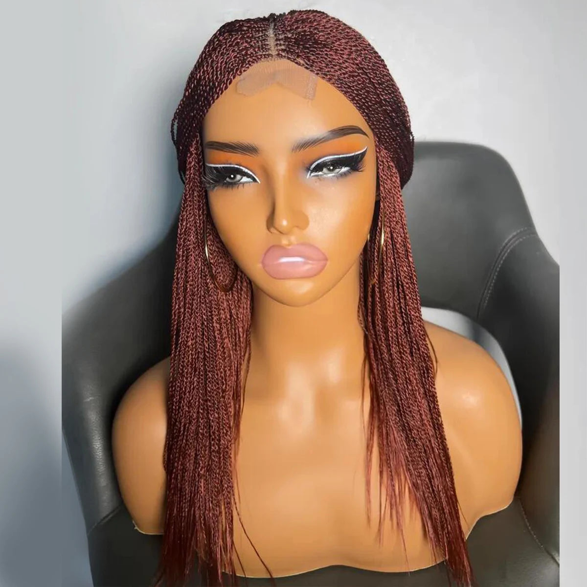 Micro Twist Braided Wig on Front Lace Color 1b Black braids 28inches Glueless Tiny Twist Braid Wigs For black Women