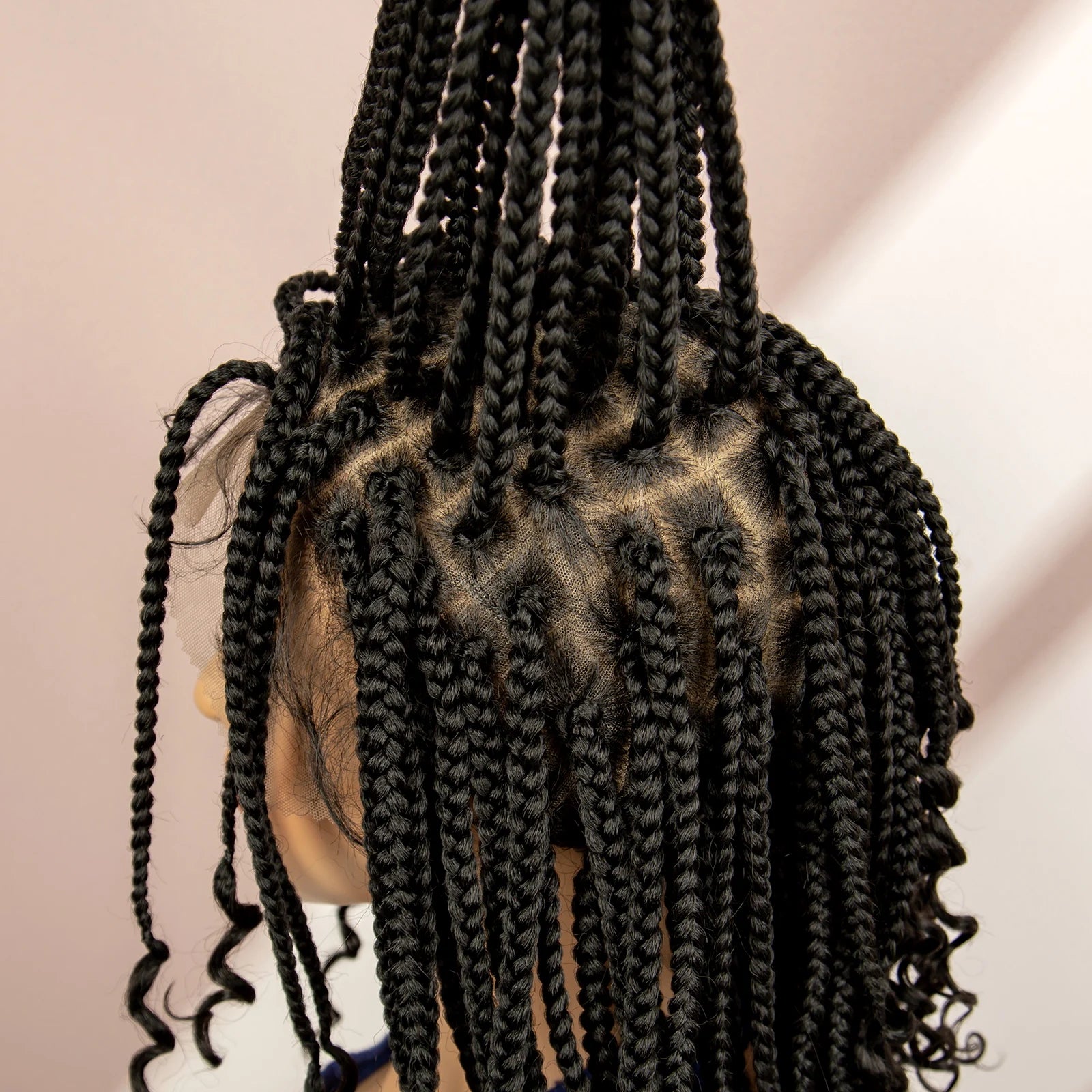 16 Inches Short Box Braided Full Lace Wigs for Black Women Brown Box Braiding Hair Wigs African Braids Lace Wigs Curly Ends Wig
