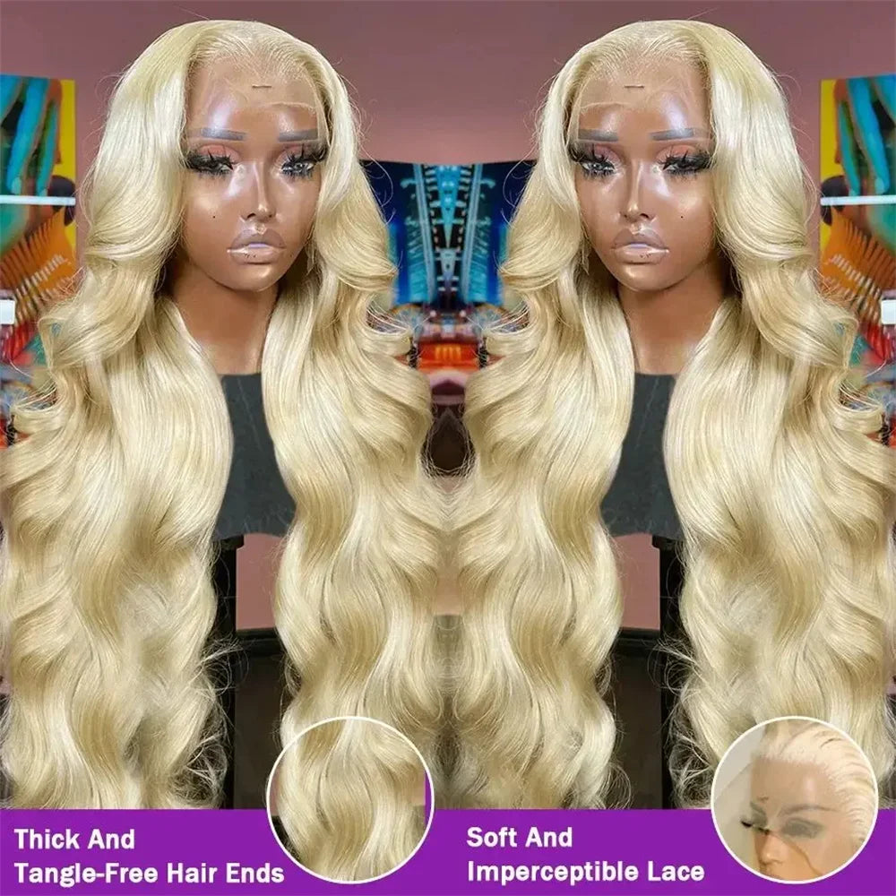 Finros Body Wave 13x6 HD Transparent 613 Lace Frontal Human Hair Wig Honey Blonde Color Brazilian 13x4 Lace Front Wig for Women