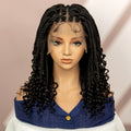 16 Inches Short Box Braided Full Lace Wigs for Black Women Brown Box Braiding Hair Wigs African Braids Lace Wigs Curly Ends Wig