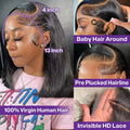 Bob Wigs Human Hair 13X6 Lace Front Wig 220 Density Short Straight Hd Transparent Lace Frontal Wigs Brazilian Closure For Women