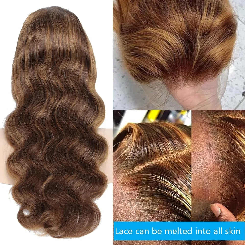 4/27 Body Wave Lace Front Wigs 13x4 Highlight Ombre Human Hair Honey Blonde Pre Plucked 13x6 HD Transparent Lace Glueless Wigs