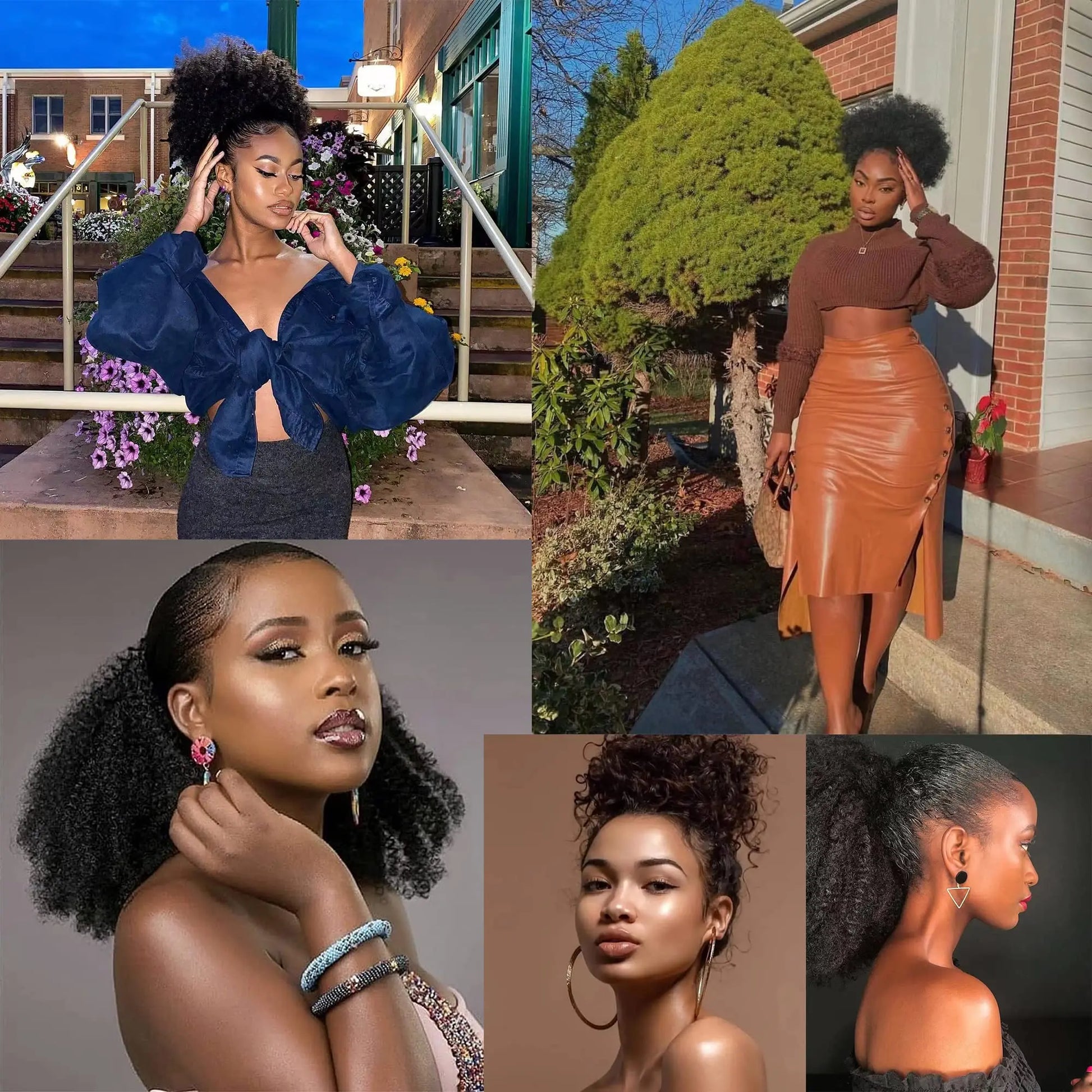 Afro Kinky Curly Drawstring Ponytail Human Hair Natural Ponytail Extension 12A Brazilian Virgin Human Hair Ponytail Natural Blac