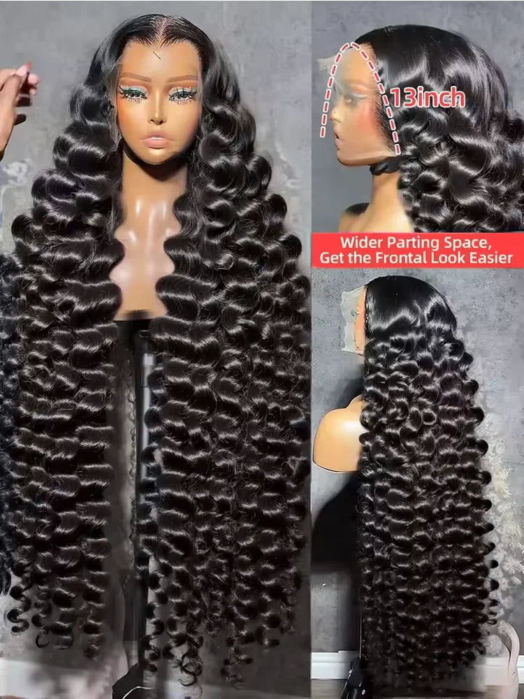 Wet Curly 30 40 Inches Loose Deep Wave 13x6 HD Lace Front Wigs Brazilian Water Wave 13x4 Lace Frontal Human Hair Wig For Women