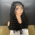 13x6 Lace Braided Synthetic Wig Deep Wave Transparent Lace Frontal With Baby Hair Kinky Curly For Black Women High Quality Wig