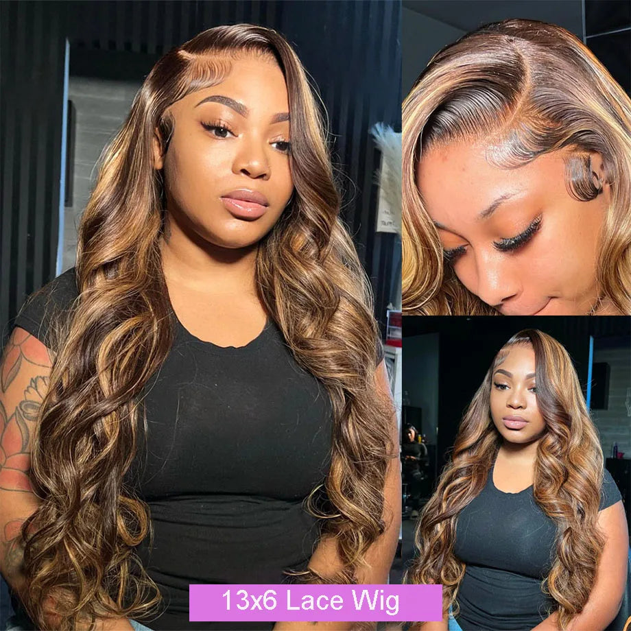 Body Wave Highlight Wigs Human Hair 13x4 13x6 Lace Frontal Wig Brazilian Colored Human Hair Wigs For Women Loose Deep Wave Sale