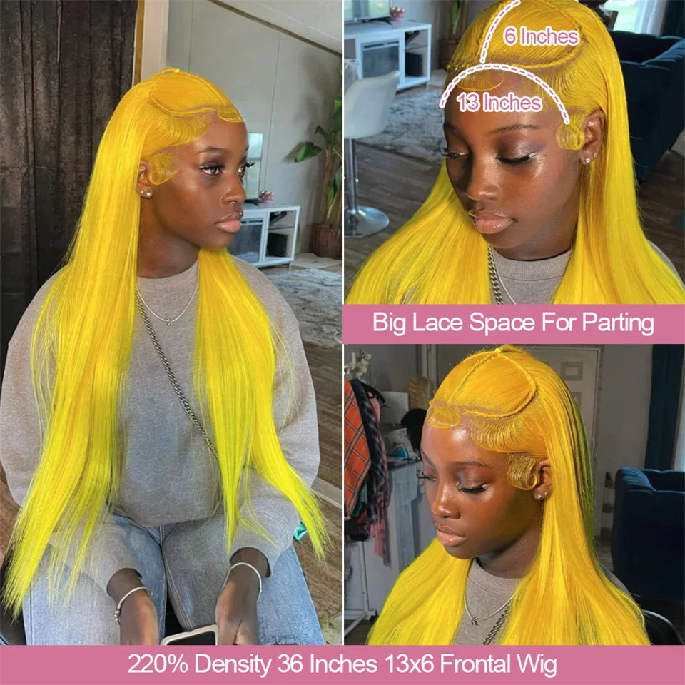 220 Density Light Yellow Straight 13x6 HD Lace Frontal Wigs 100% Human Hair Brazilian 613 Golden Colored Remy Wig Pre Plucked 40