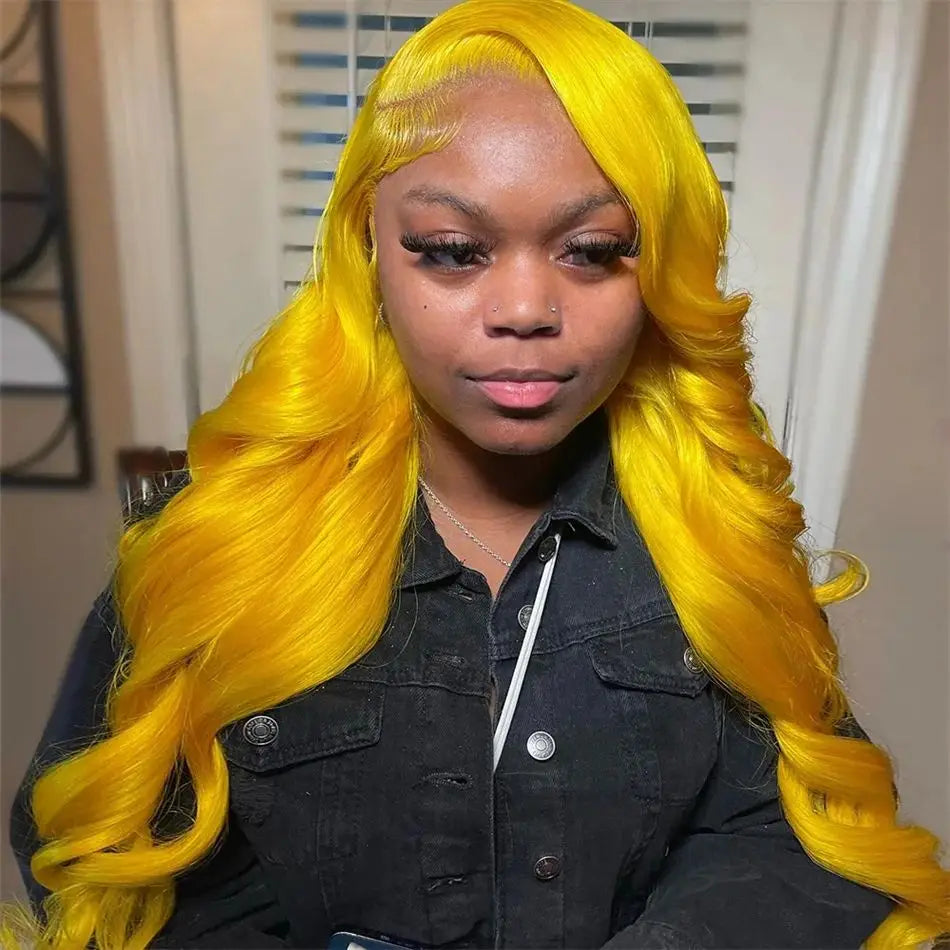 32 Inch Yellow Lace Front Wig Human Hair 13x6 Raw Body Wave Transparent Lace 13x6 Wig 613 Colored Virgin Hair Wigs For Women