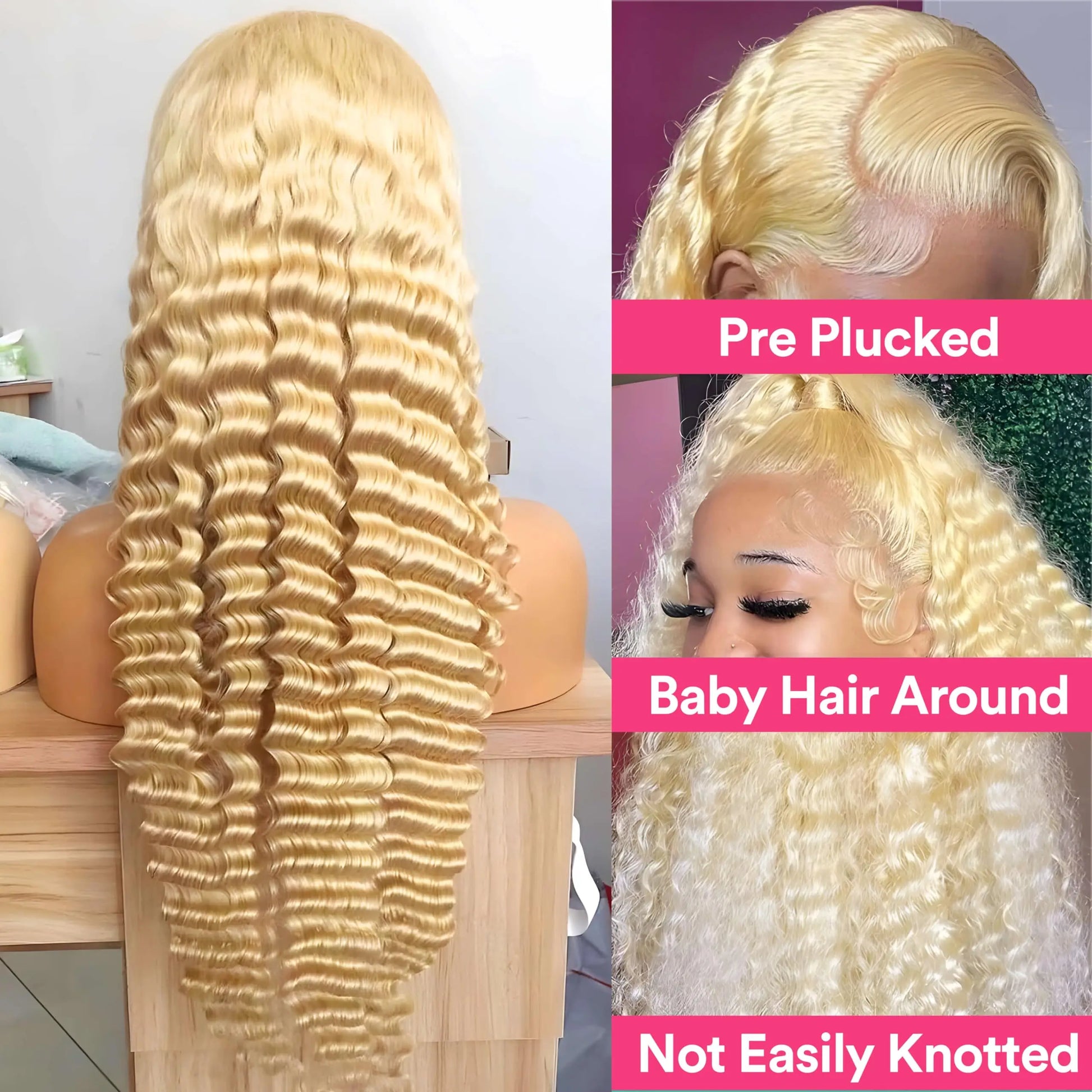 Lace Front Human Hair Wigs30 38 Inches Deep Wave Wigs 613 Honey Blonde Color 13x4 13x6 Lace Frontal Curly Wave Wigs For Woman