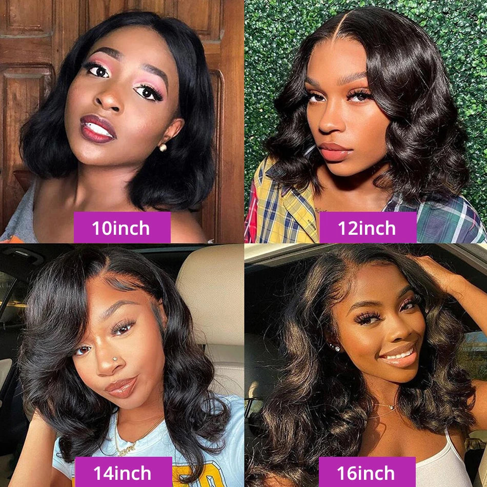 Body Wave Bob Wig 13x6 Transparent Hd Lace Frontal Wig Brazilian Virgin Remy Water Wave 13x4 Glueless Human Hair Wig 250 Density