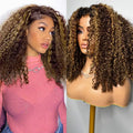 Bob Wig Human Hair 100% Highlight Ombre 5X5 Hd Lace Closure Wig Curly Short Honey Blonde Colored Glueless Deep Wave Frontal Wigs